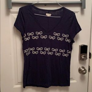 Blue Top with White Bows